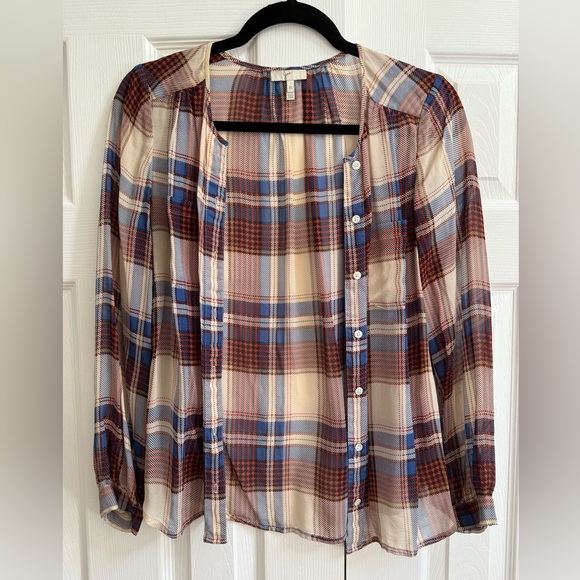 Jolie 100% Sill Plaid Button Down Shirt - Picture 1 of 1